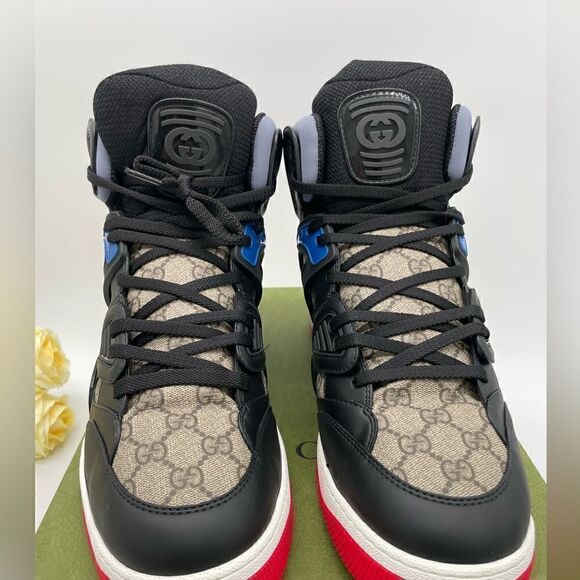 Men’s Gucci basket GG Supreme high top sneakers size 15 made in Italy - Picture 2 of 5